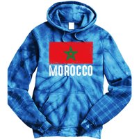 Morocco Flag Football Vintage Fan Soccer Team Pride Cool Gift Tie Dye Hoodie