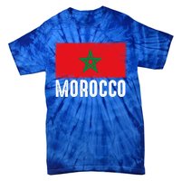 Morocco Flag Football Vintage Fan Soccer Team Pride Cool Gift Tie-Dye T-Shirt