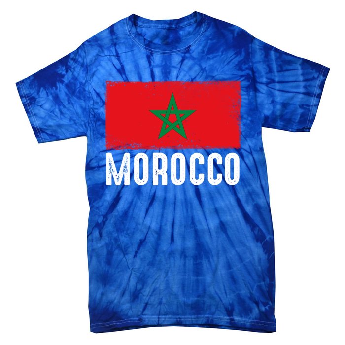 Morocco Flag Football Vintage Fan Soccer Team Pride Cool Gift Tie-Dye T-Shirt