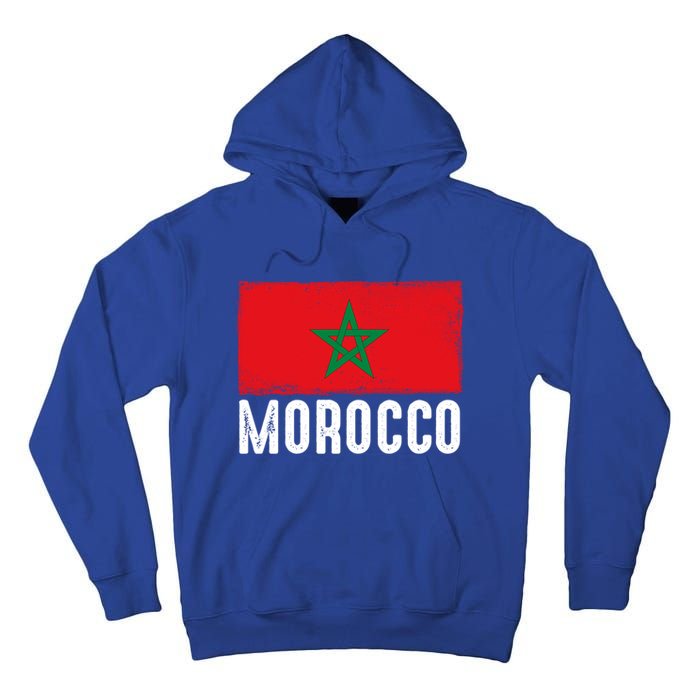 Morocco Flag Football Vintage Fan Soccer Team Pride Cool Gift Tall Hoodie