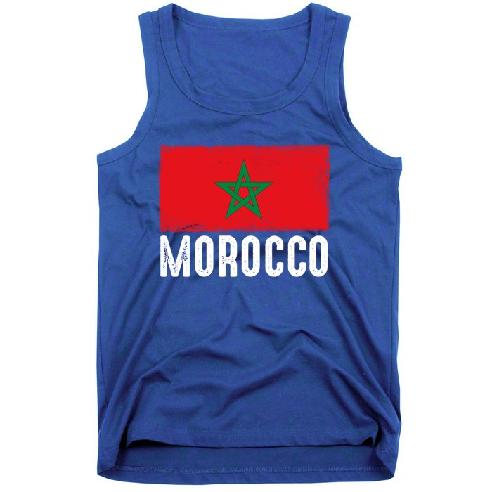 Morocco Flag Football Vintage Fan Soccer Team Pride Cool Gift Tank Top