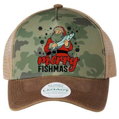 Merry Fishmas Fishing Christmas Funny Xmas Costume Funny Gift Legacy Tie Dye Trucker Hat