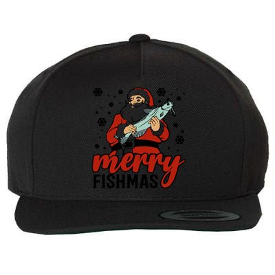 Merry Fishmas Fishing Christmas Funny Xmas Costume Funny Gift Wool Snapback Cap