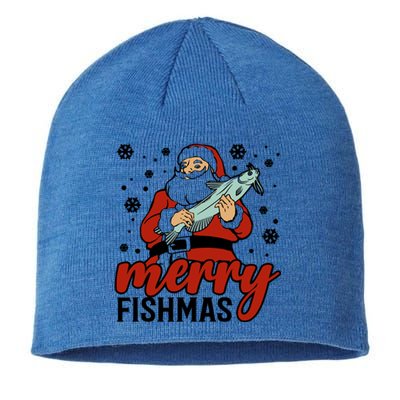 Merry Fishmas Fishing Christmas Funny Xmas Costume Funny Gift Sustainable Beanie