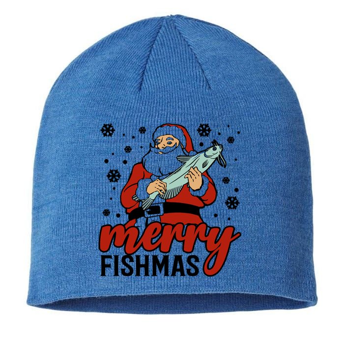 Merry Fishmas Fishing Christmas Funny Xmas Costume Funny Gift Sustainable Beanie