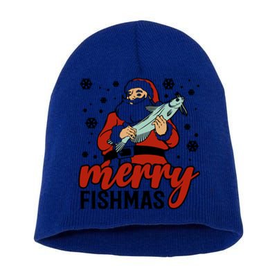 Merry Fishmas Fishing Christmas Funny Xmas Costume Funny Gift Short Acrylic Beanie