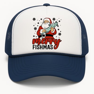 Merry Fishmas Fishing Christmas Funny Xmas Costume Funny Gift Trucker Hat