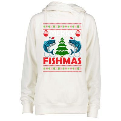 Merry Fishmas Funny Christmas Sweater Funny Fishing Gift Womens Funnel Neck Pullover Hood