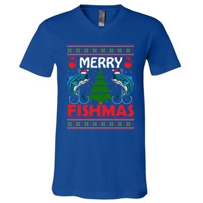 Merry Fishmas Funny Christmas Sweater Funny Fishing Gift V-Neck T-Shirt