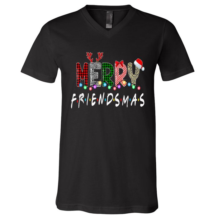 Merry Friendsmas Friends Christmas Matching Xmas Gifts Black V-Neck T-Shirt