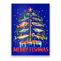 Merry Fishmas Funny Christmas Tree Lights Fish Fishing Rod Great Gift Poster