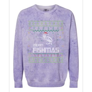 Merry Fishmas Funny Tree Fish Fishing Ugly Christmas Meaningful Gift Colorblast Crewneck Sweatshirt