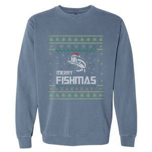 Merry Fishmas Funny Tree Fish Fishing Ugly Christmas Meaningful Gift Garment-Dyed Sweatshirt