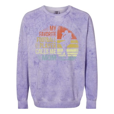 My Favorite Football Player Calls Me Mom Cool Gift Mama Funny Gift Colorblast Crewneck Sweatshirt