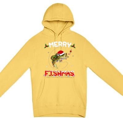 Merry Fishmas Funny Fishing Christmas Pajama Fisher Xmas Gift Premium Pullover Hoodie