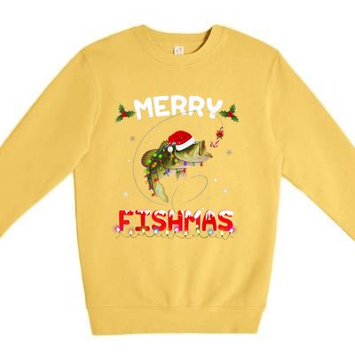 Merry Fishmas Funny Fishing Christmas Pajama Fisher Xmas Gift Premium Crewneck Sweatshirt