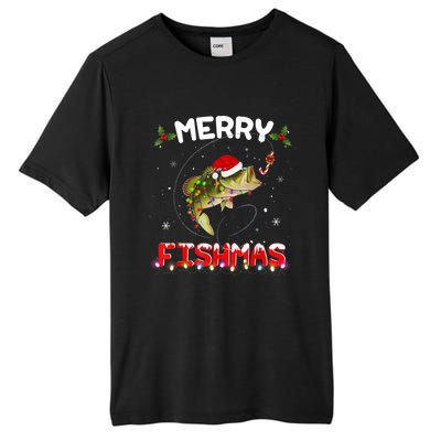 Merry Fishmas Funny Fishing Christmas Pajama Fisher Xmas Gift Tall Fusion ChromaSoft Performance T-Shirt