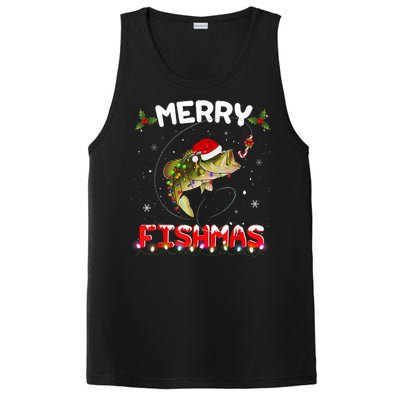 Merry Fishmas Funny Fishing Christmas Pajama Fisher Xmas Gift PosiCharge Competitor Tank