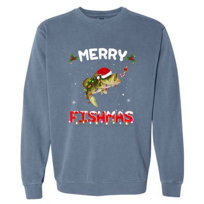 Merry Fishmas Funny Fishing Christmas Pajama Fisher Xmas Gift Garment-Dyed Sweatshirt