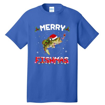 Merry Fishmas Funny Fishing Christmas Pajama Fisher Xmas Gift Tall T-Shirt