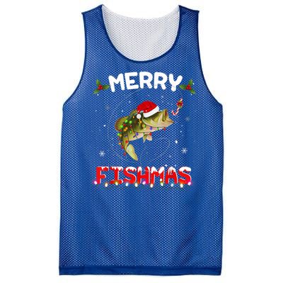 Merry Fishmas Funny Fishing Christmas Pajama Fisher Xmas Gift Mesh Reversible Basketball Jersey Tank