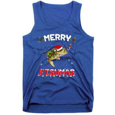 Merry Fishmas Funny Fishing Christmas Pajama Fisher Xmas Gift Tank Top