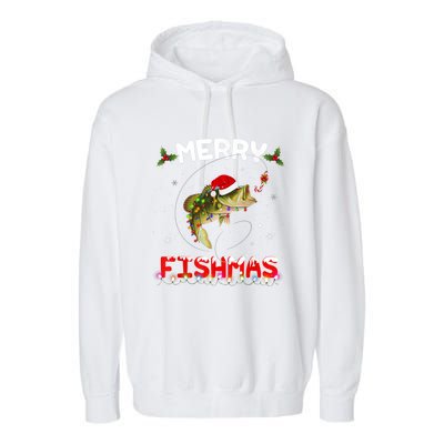 Merry Fishmas Funny Fishing Christmas Pajama Fisher Xmas Gift Garment-Dyed Fleece Hoodie