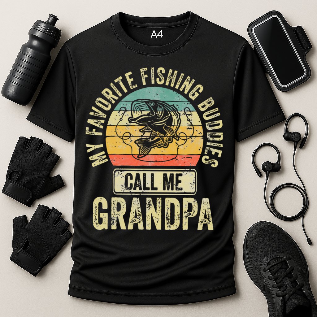 My Favorite Fishing Buddies Call Me Grandpa Fisherman Performance Shirt