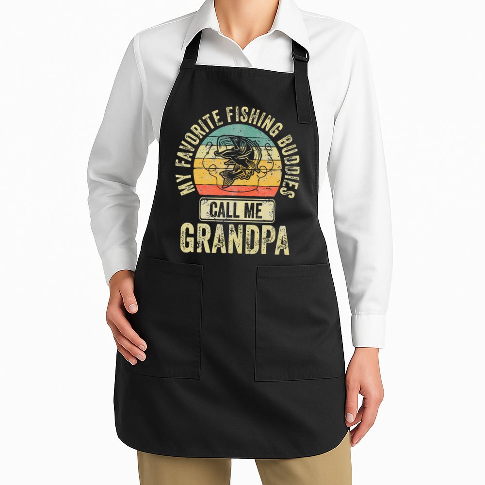 My Favorite Fishing Buddies Call Me Grandpa Fisherman Apron