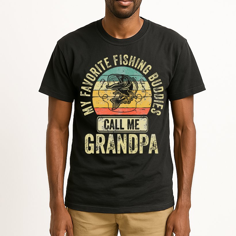 My Favorite Fishing Buddies Call Me Grandpa Fisherman Tall T-Shirt