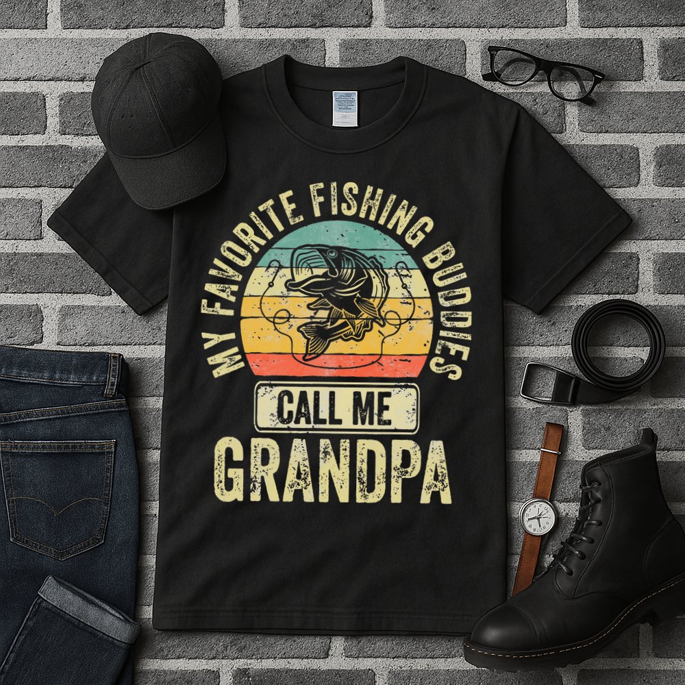 My Favorite Fishing Buddies Call Me Grandpa Fisherman Tall T-Shirt
