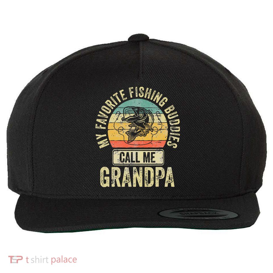 My Favorite Fishing Buddies Call Me Grandpa Fisherman Wool Snapback Cap