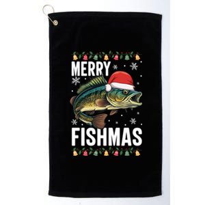 Merry Fishmas Funny Fishing Christmas Pajama Fishers Xmas Gift Platinum Collection Golf Towel