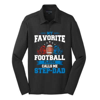 My Favorite Football Player Calls Me Stepcool Giftdad Stepdad Gift Silk Touch Performance Long Sleeve Polo