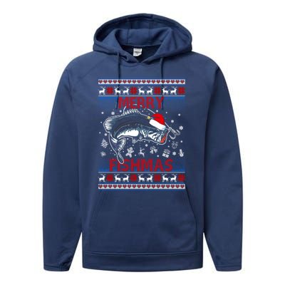 Merry Fishmas Funny Merry Fishmas Fisher Christmas Costume Gift Performance Fleece Hoodie