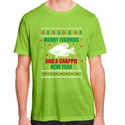 Merry Fishmas Fishing Funny Xmas Crappie For Fisher Gift Adult ChromaSoft Performance T-Shirt