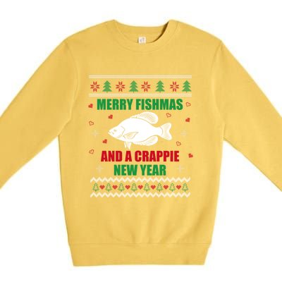 Merry Fishmas Fishing Funny Xmas Crappie For Fisher Gift Premium Crewneck Sweatshirt