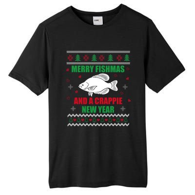 Merry Fishmas Fishing Funny Xmas Crappie For Fisher Gift Tall Fusion ChromaSoft Performance T-Shirt