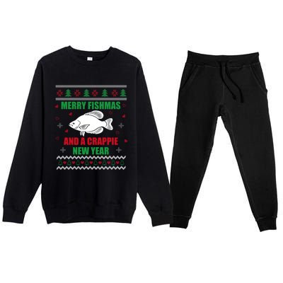 Merry Fishmas Fishing Funny Xmas Crappie For Fisher Gift Premium Crewneck Sweatsuit Set