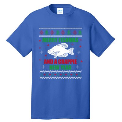 Merry Fishmas Fishing Funny Xmas Crappie For Fisher Gift Tall T-Shirt