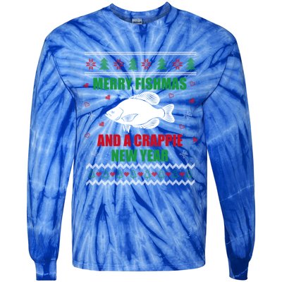 Merry Fishmas Fishing Funny Xmas Crappie For Fisher Gift Tie-Dye Long Sleeve Shirt