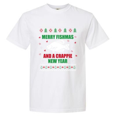 Merry Fishmas Fishing Funny Xmas Crappie For Fisher Gift Garment-Dyed Heavyweight T-Shirt