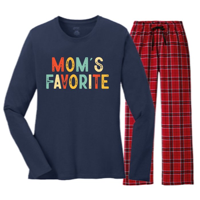 Moms Favorite Funny MomS Favorite Women's Long Sleeve Flannel Pajama Set 