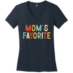 Moms Favorite Funny MomS Favorite Women's V-Neck T-Shirt