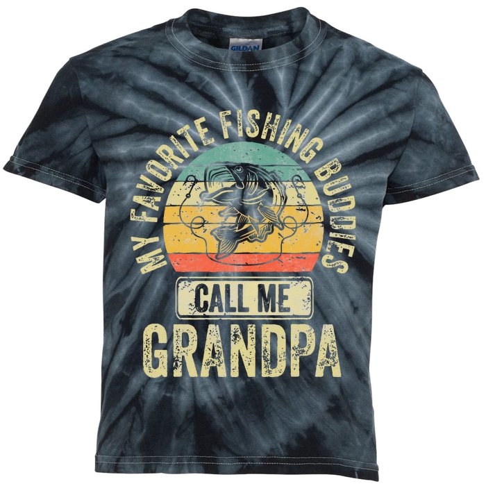 My Favorite Fishing Buddies Call Me Grandpa Fisherman Kids Tie-Dye T-Shirt