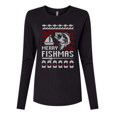 Merry Fishmas Fishing Ugly Merry Christmas Xmas Costume Gift Meaningful Gift Womens Cotton Relaxed Long Sleeve T-Shirt