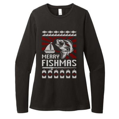 Merry Fishmas Fishing Ugly Merry Christmas Xmas Costume Gift Meaningful Gift Womens CVC Long Sleeve Shirt