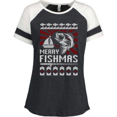 Merry Fishmas Fishing Ugly Merry Christmas Xmas Costume Gift Meaningful Gift Enza Ladies Jersey Colorblock Tee