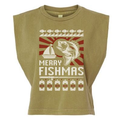 Merry Fishmas Fishing Ugly Merry Christmas Xmas Costume Gift Meaningful Gift Garment-Dyed Women's Muscle Tee