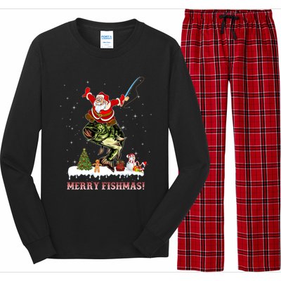 Merry Fishmas Fishing Santa Fish Fisher Christmas Great Gift Long Sleeve Pajama Set